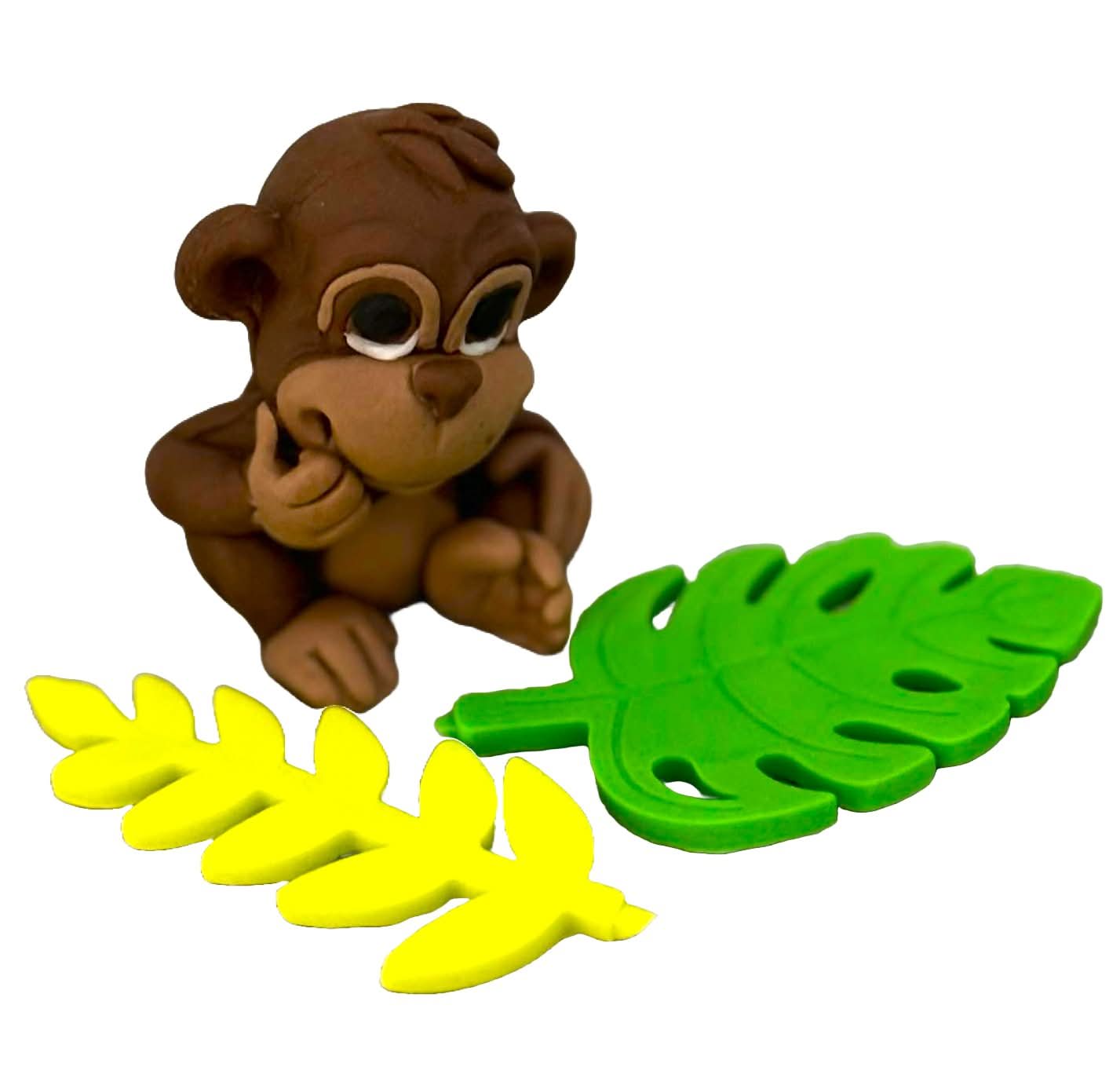 Set 3 decoratiuni comestibile din zahar, Maimuta Decoratiuni din Pasta de Zahar Nati Shop