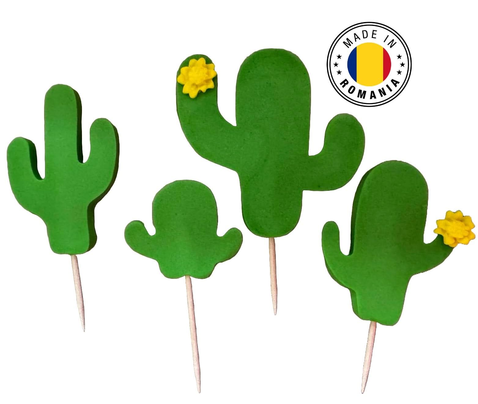 Set 4 decoratiuni comestibile din zahar, Cactusi Decoratiuni din Pasta de Zahar Nati Shop