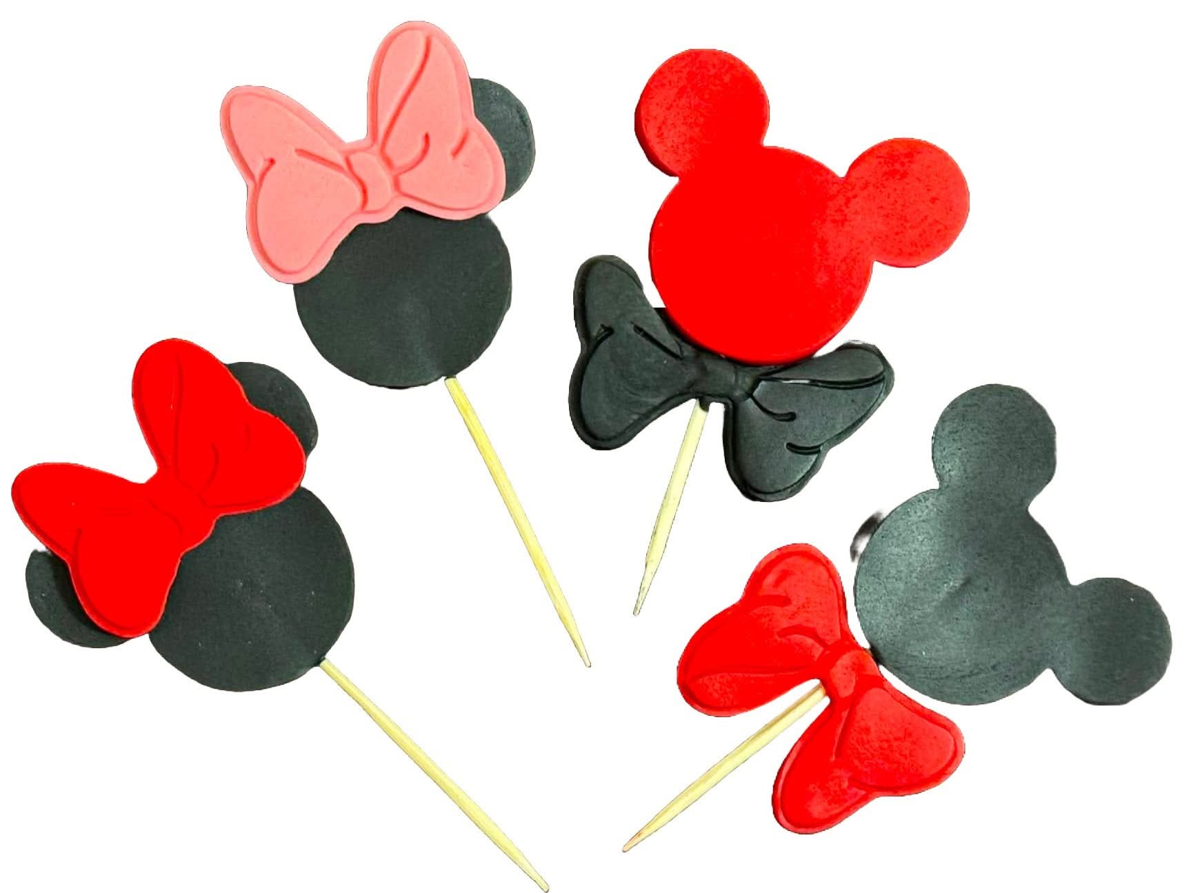 Set 4 decoratiuni comestibile din zahar, Mickey&Minnie Decoratiuni din Pasta de Zahar Nati Shop