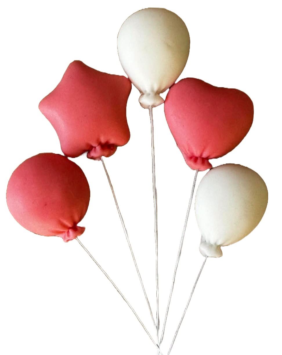 Set 5 decoratiuni comestibile din zahar, Baloane Decoratiuni din Pasta de Zahar Nati Shop