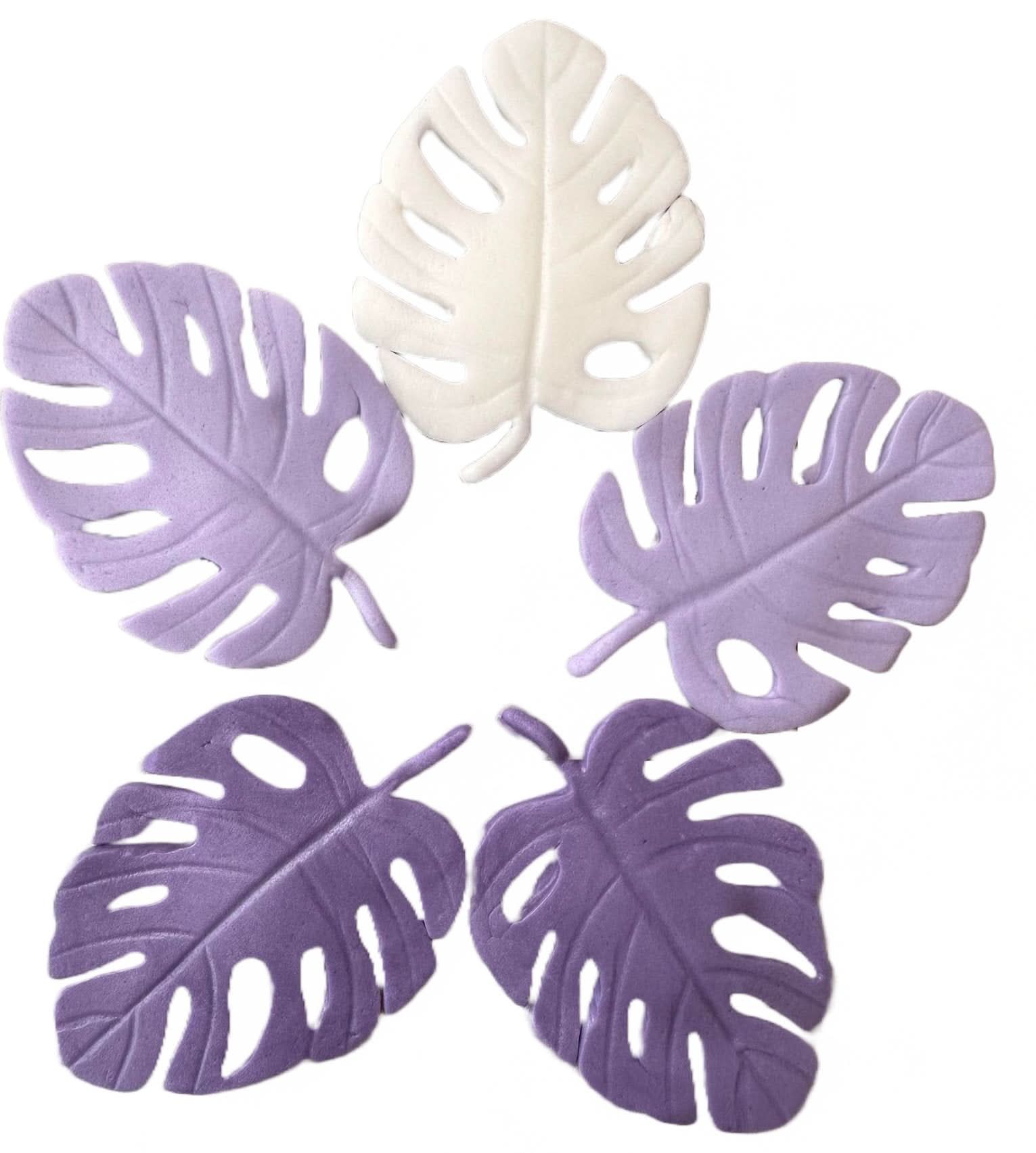 Set 5 decoratiuni comestibile din zahar, Frunze exotice Decoratiuni din Pasta de Zahar Nati Shop