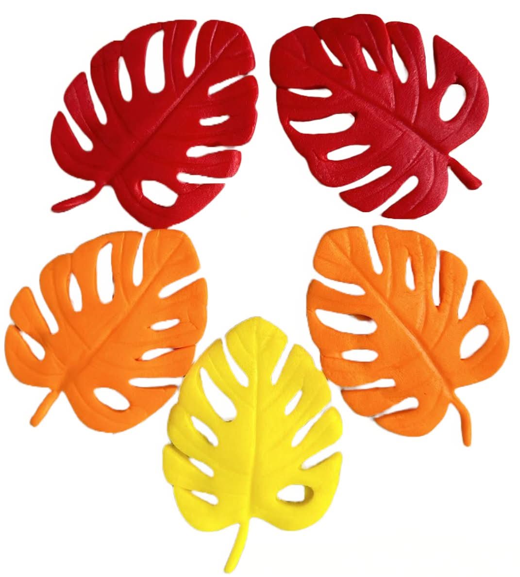 Set 5 decoratiuni comestibile din zahar, Frunze exotice Decoratiuni din Pasta de Zahar Nati Shop