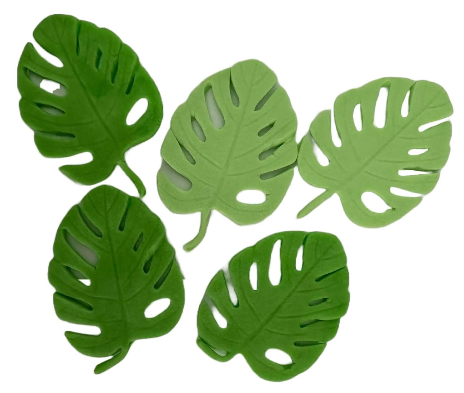Set 5 decoratiuni comestibile din zahar, Frunze exotice Decoratiuni din Pasta de Zahar Nati Shop