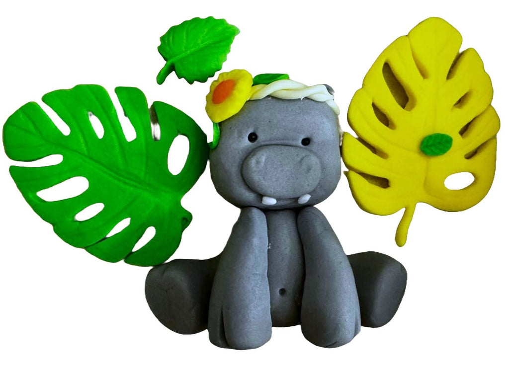Set 5 decoratiuni comestibile din zahar, Hipopotam Decoratiuni din Pasta de Zahar Nati Shop
