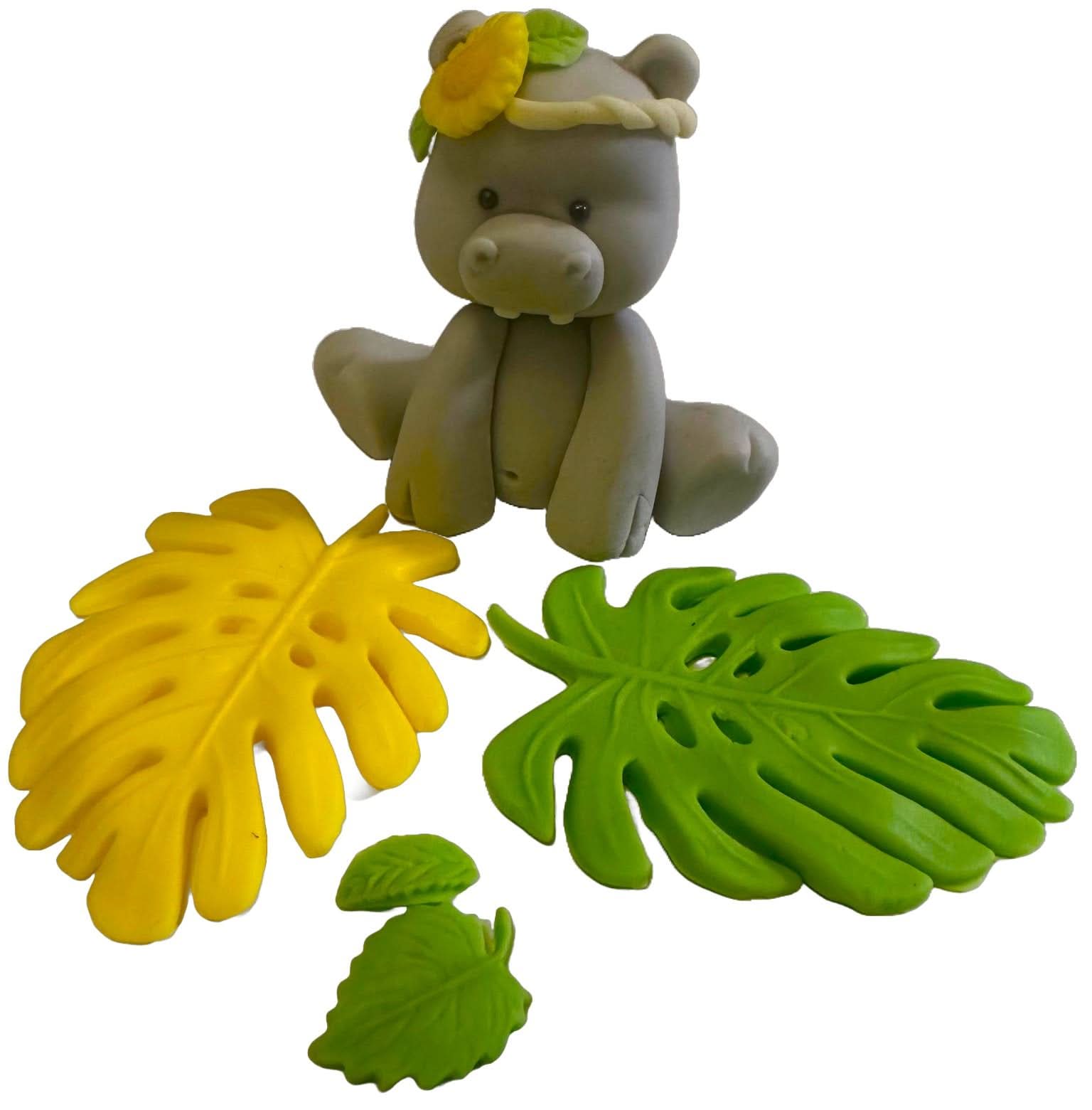 Set 5 decoratiuni comestibile din zahar, Hipopotam Decoratiuni din Pasta de Zahar Nati Shop