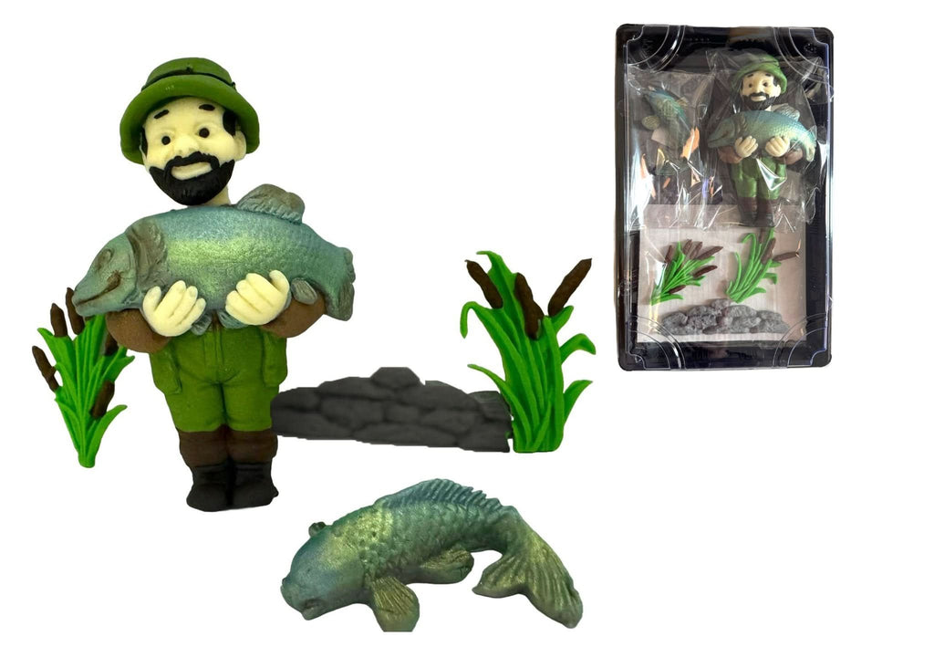 Set 5 decoratiuni comestibile din zahar, Pescar Decoratiuni din Pasta de Zahar Nati Shop