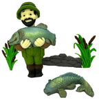 Set 5 decoratiuni comestibile din zahar, Pescar Decoratiuni din Pasta de Zahar Nati Shop