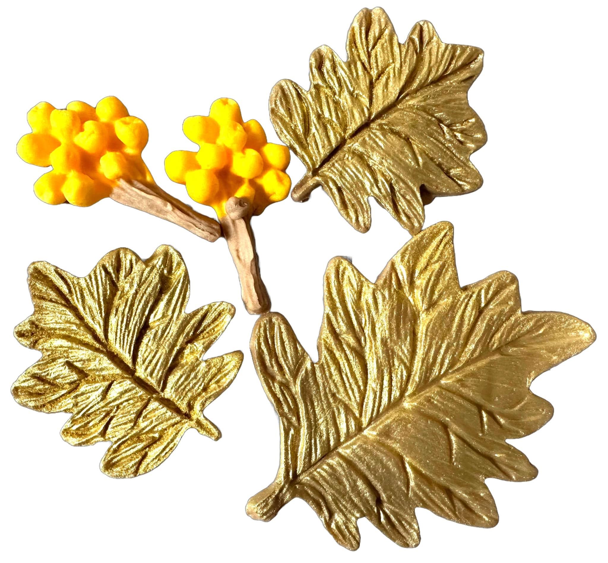 Set 5 decoratiuni comestibile din zahar, Toamna Decoratiuni din Pasta de Zahar Nati Shop