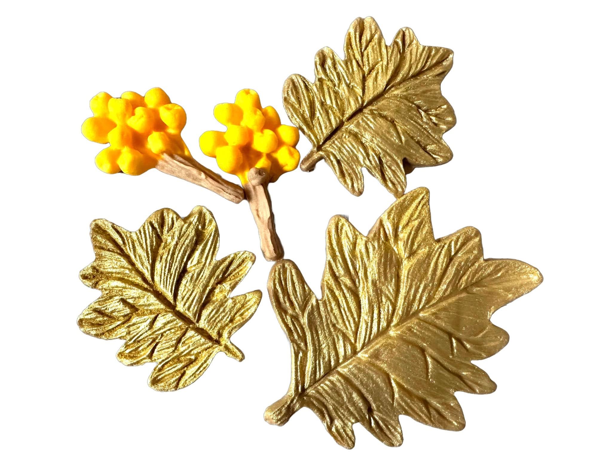 Set 5 decoratiuni comestibile din zahar, Toamna Decoratiuni din Pasta de Zahar Nati Shop