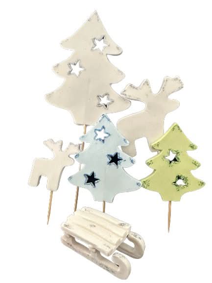 Set 6 decoratiuni comestibile din zahar, Iarna Decoratiuni din Pasta de Zahar Nati Shop