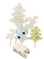 Set 6 decoratiuni comestibile din zahar, Iarna Decoratiuni din Pasta de Zahar Nati Shop