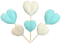 Set 6 decoratiuni comestibile din zahar, Inimi alb-bleu Decoratiuni din Pasta de Zahar Nati Shop