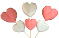 Set 6 decoratiuni comestibile din zahar, Inimi alb-roz Decoratiuni din Pasta de Zahar Nati Shop