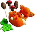 Set 6 decoratiuni comestibile din zahar, Vulpe cu pui Decoratiuni din Pasta de Zahar Nati Shop
