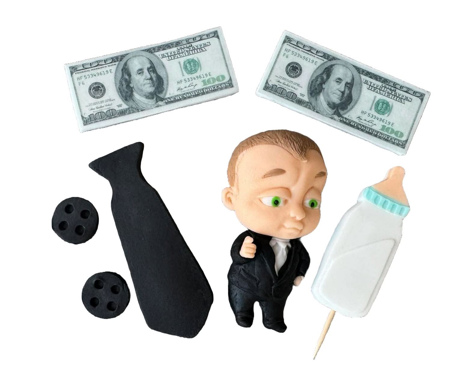 Set 7 decoratiuni comestibile din zahar, Baby Boss Decoratiuni din Pasta de Zahar Nati Shop