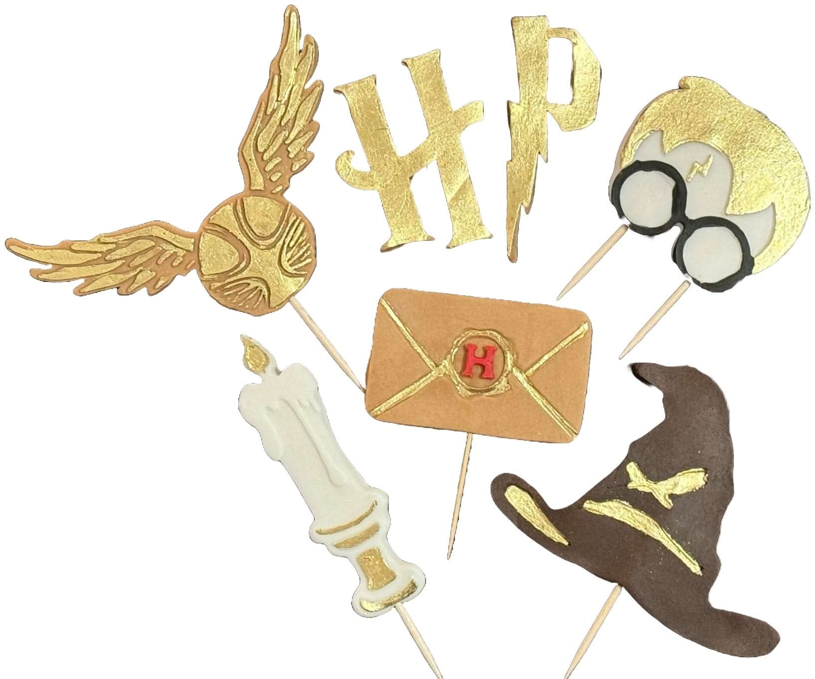 Set 7 decoratiuni comestibile din zahar, Harry Potter Decoratiuni din Pasta de Zahar Nati Shop