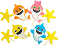 Set 8 decoratiuni comestibile din zahar, Baby Shark Decoratiuni din Pasta de Zahar Nati Shop