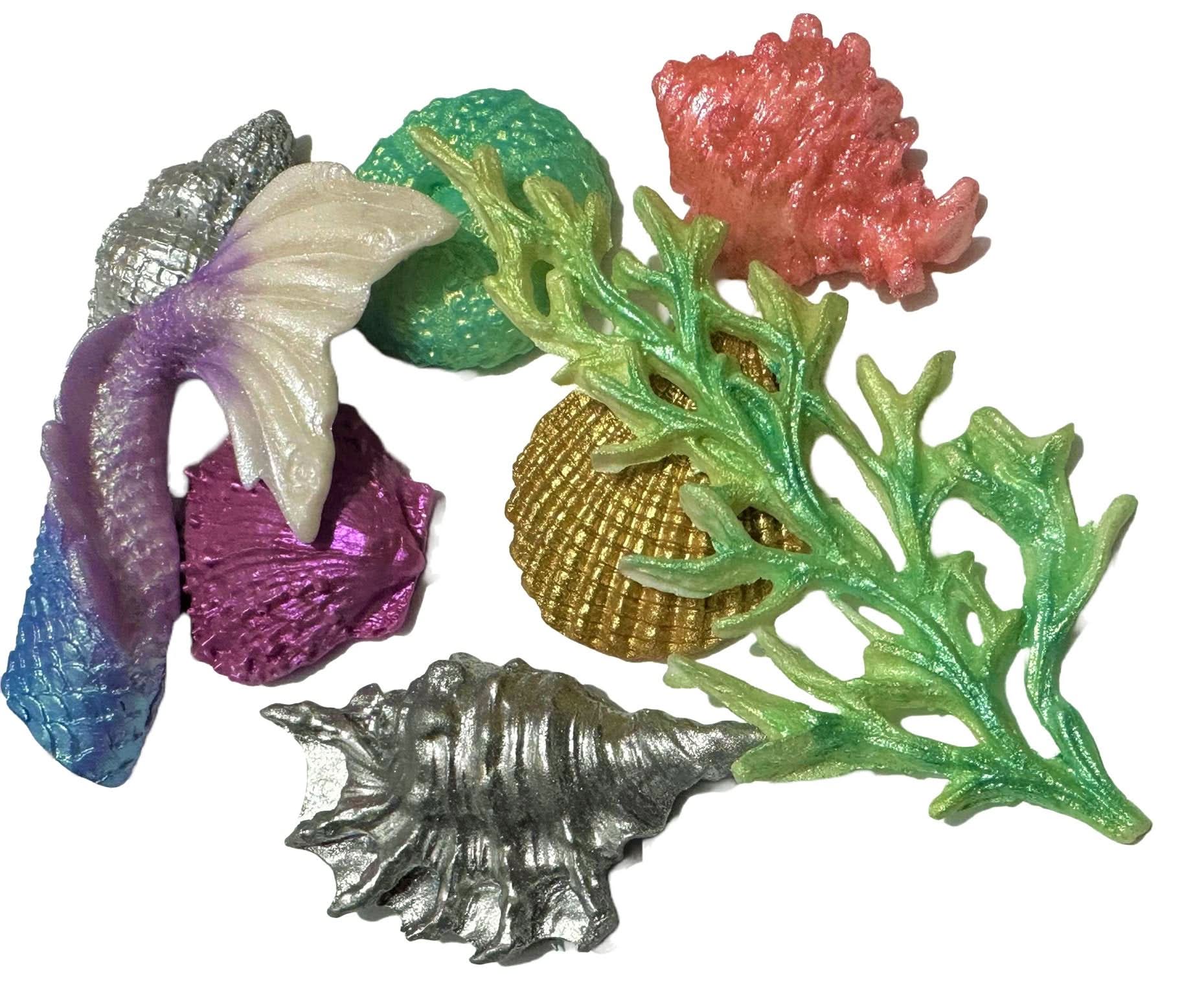 Set 8 decoratiuni comestibile din zahar, Sirena Decoratiuni din Pasta de Zahar Nati Shop