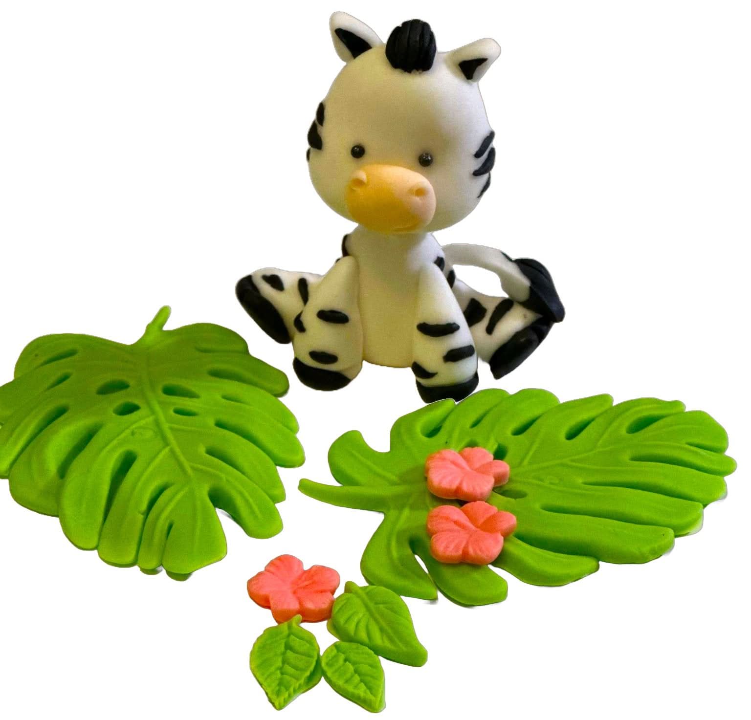 Set 9 decoratiuni comestibile din zahar, Zebra Decoratiuni din Pasta de Zahar Nati Shop