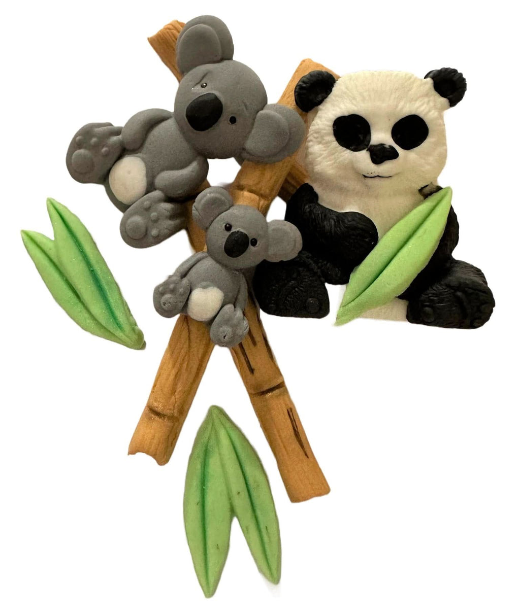 Set decoratiuni comestibile din zahar, Bambus, Panda si Koala Decoratiuni din Pasta de Zahar Nati Shop