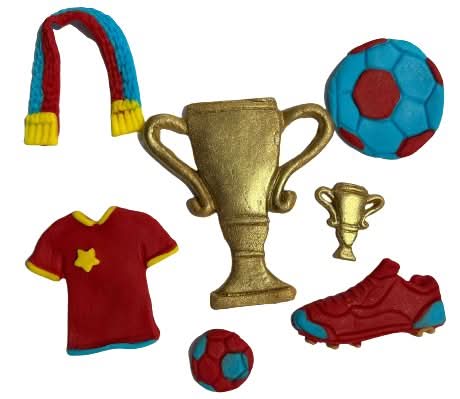 Set decoratiuni comestibile din zahar, Fotbal Decoratiuni din Pasta de Zahar Nati Shop