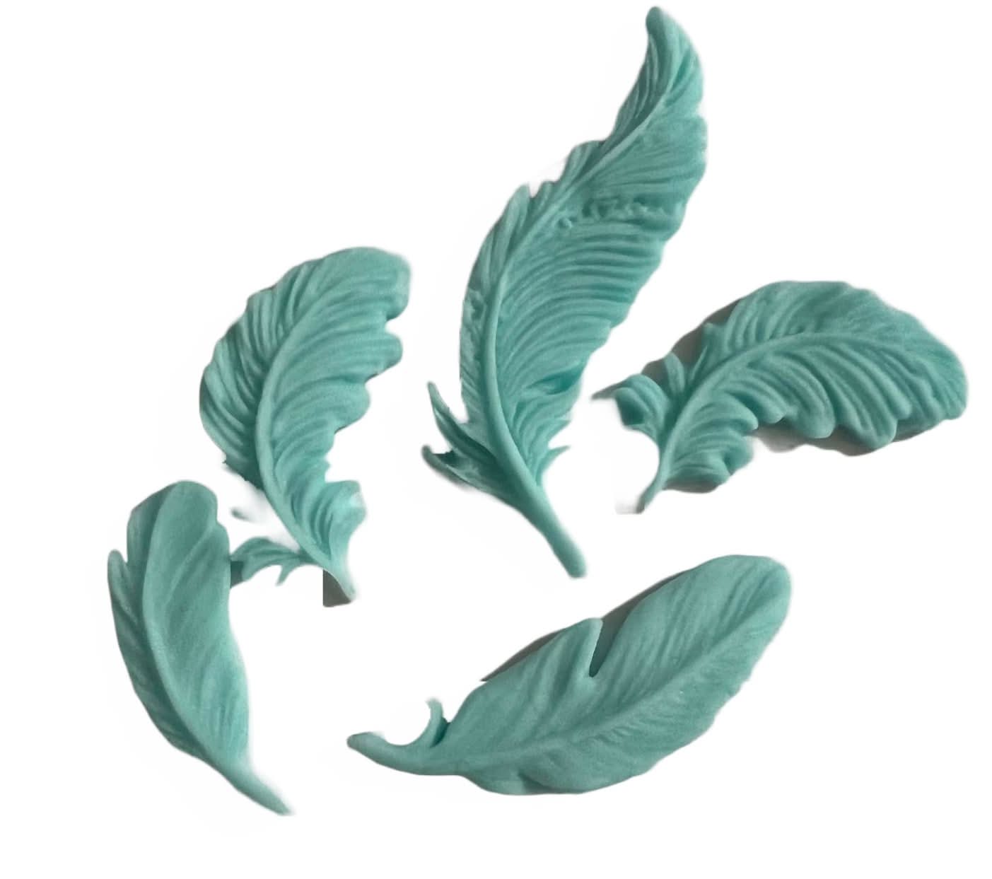 Set decoratiuni comestibile din zahar, Pene bleu Decoratiuni din Pasta de Zahar Nati Shop