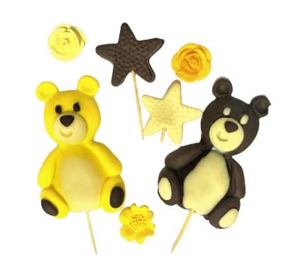 Set decoratiuni comestibile din zahar, Ursuleti Decoratiuni din Pasta de Zahar Nati Shop