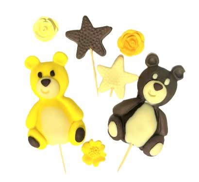 Set decoratiuni comestibile din zahar, Ursuleti Decoratiuni din Pasta de Zahar Nati Shop